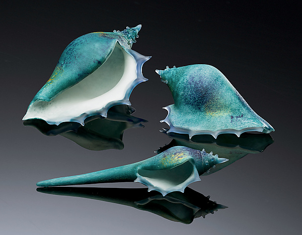 Deep Azure Sea Shells By Avolie Glass Art Glass Sculpture Artful Home