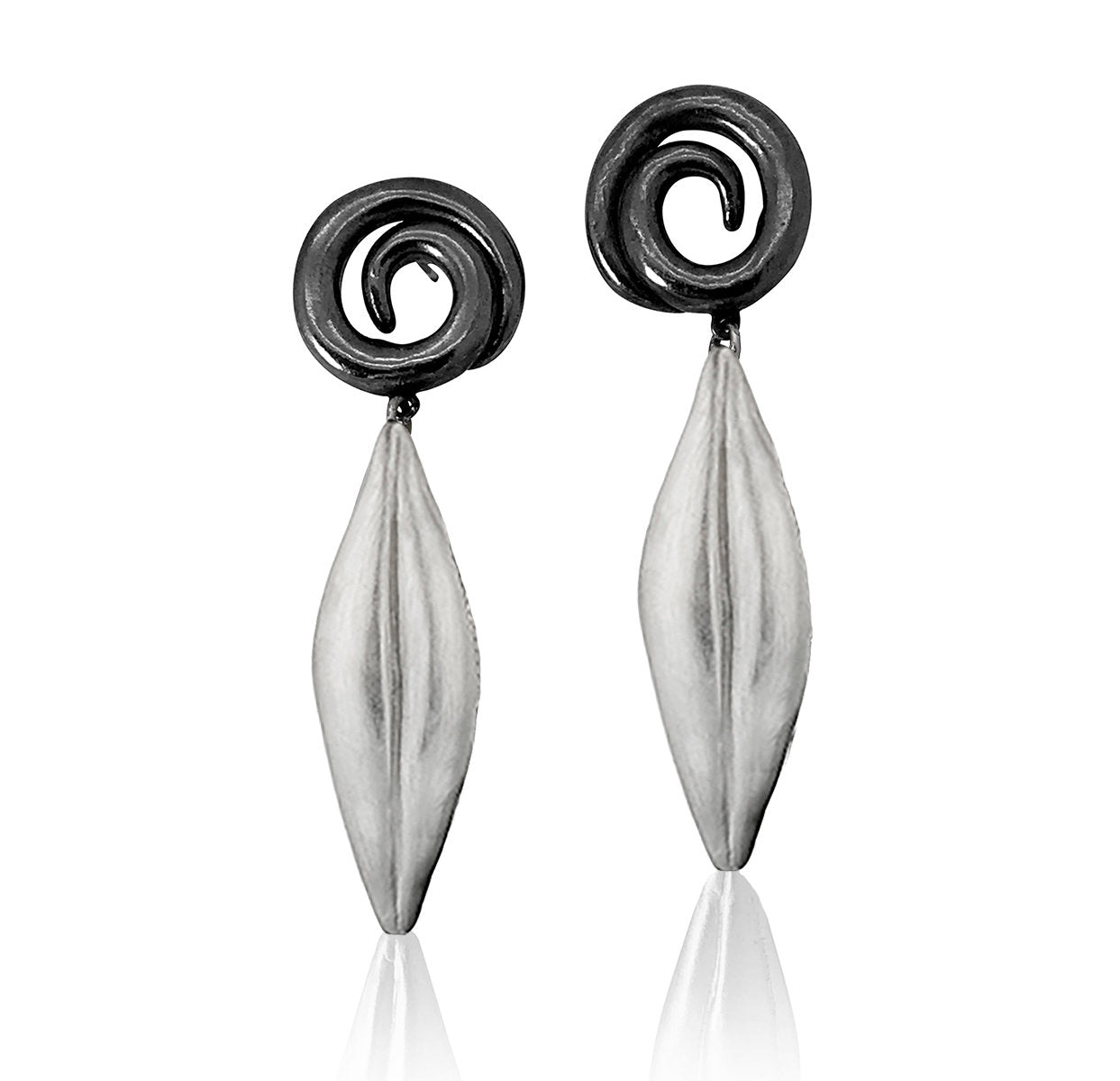oxidized and bright sterling silver