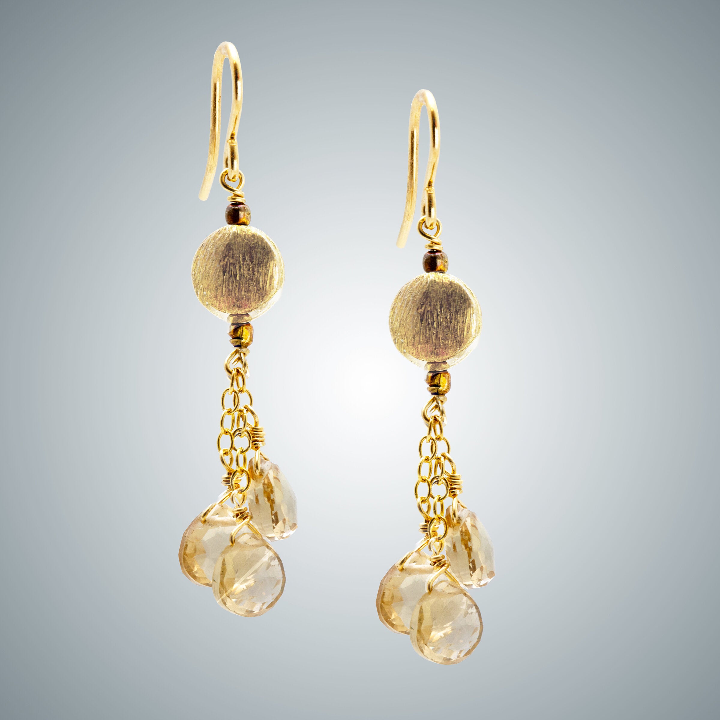 Champagne Quartz & Vermeil Earrings