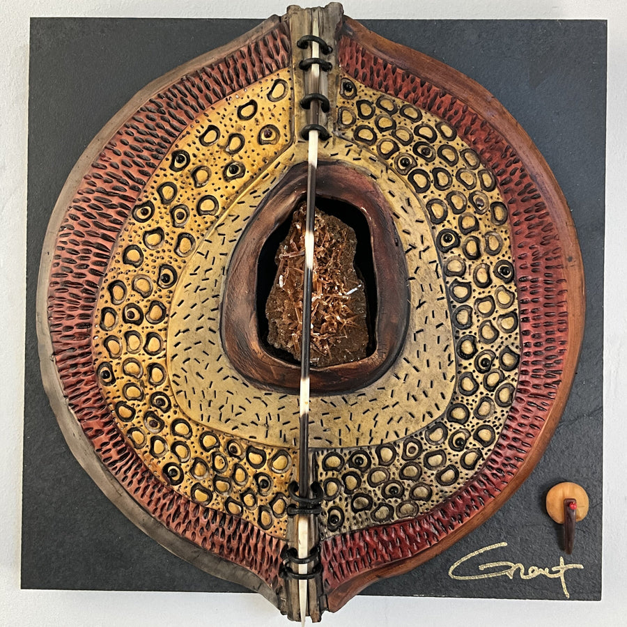 Windows to the Earth - Red-Gold with Crystal and Porcupine Quill
