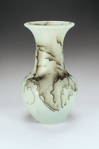 Horsehair Raku Pottery Tall Light Blue