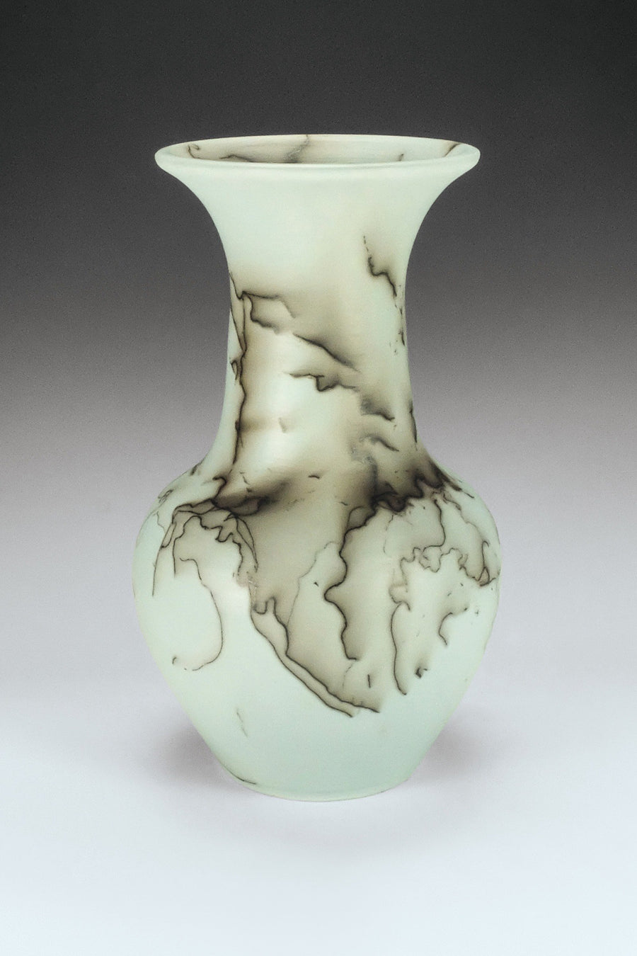 Horsehair Raku Pottery Tall Light Blue