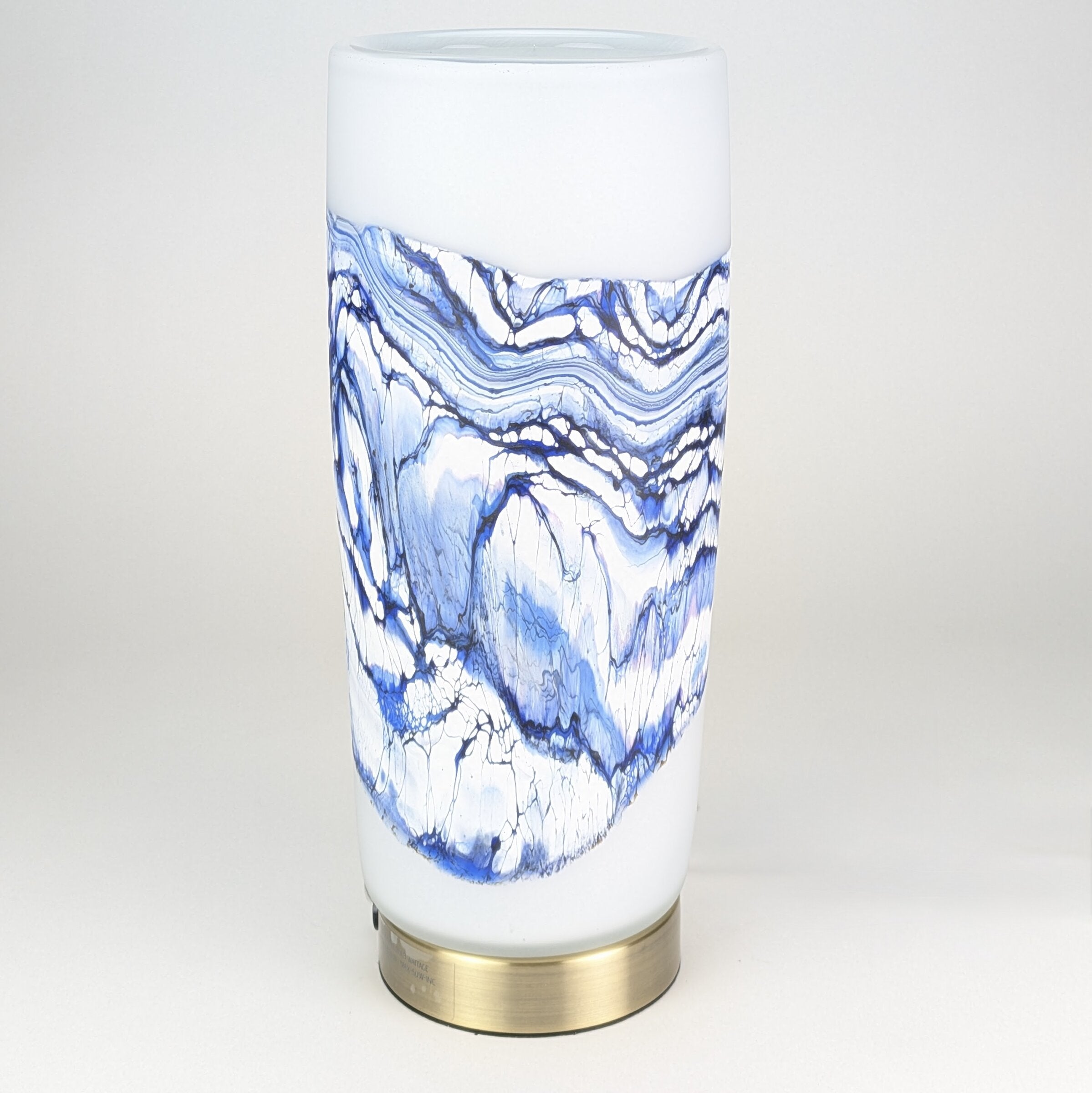 Alabaster Strata Pillar Lamp in Blue
