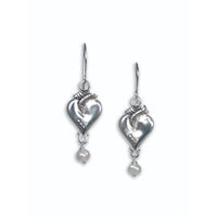 Flaming Heart with Pearl Earrings