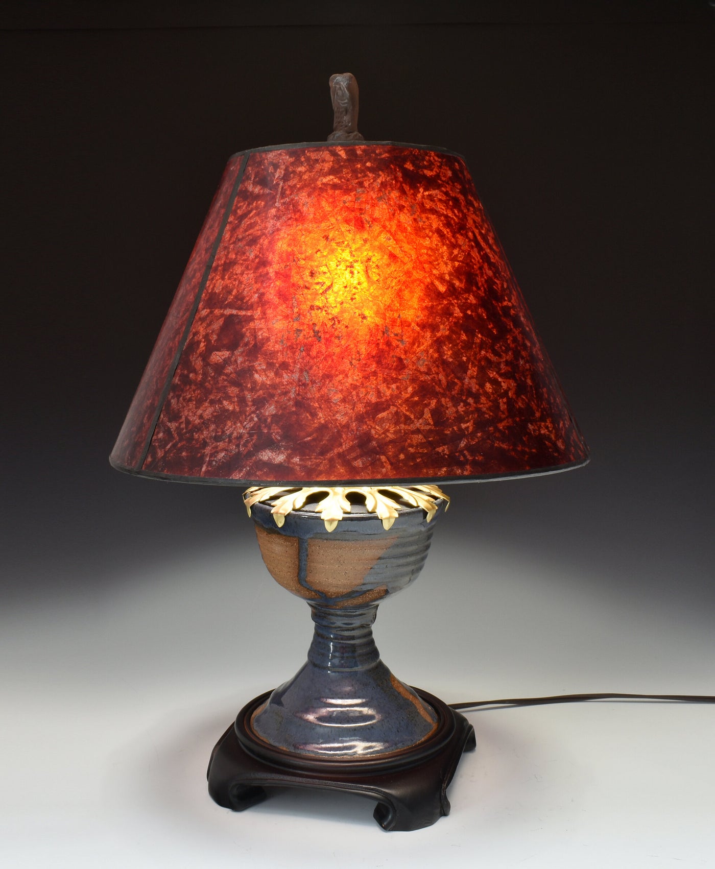 Chalice Stoneware Lamp with Amber Mica Shade