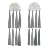 Carved Large Half-Circles and Triangles Earrings