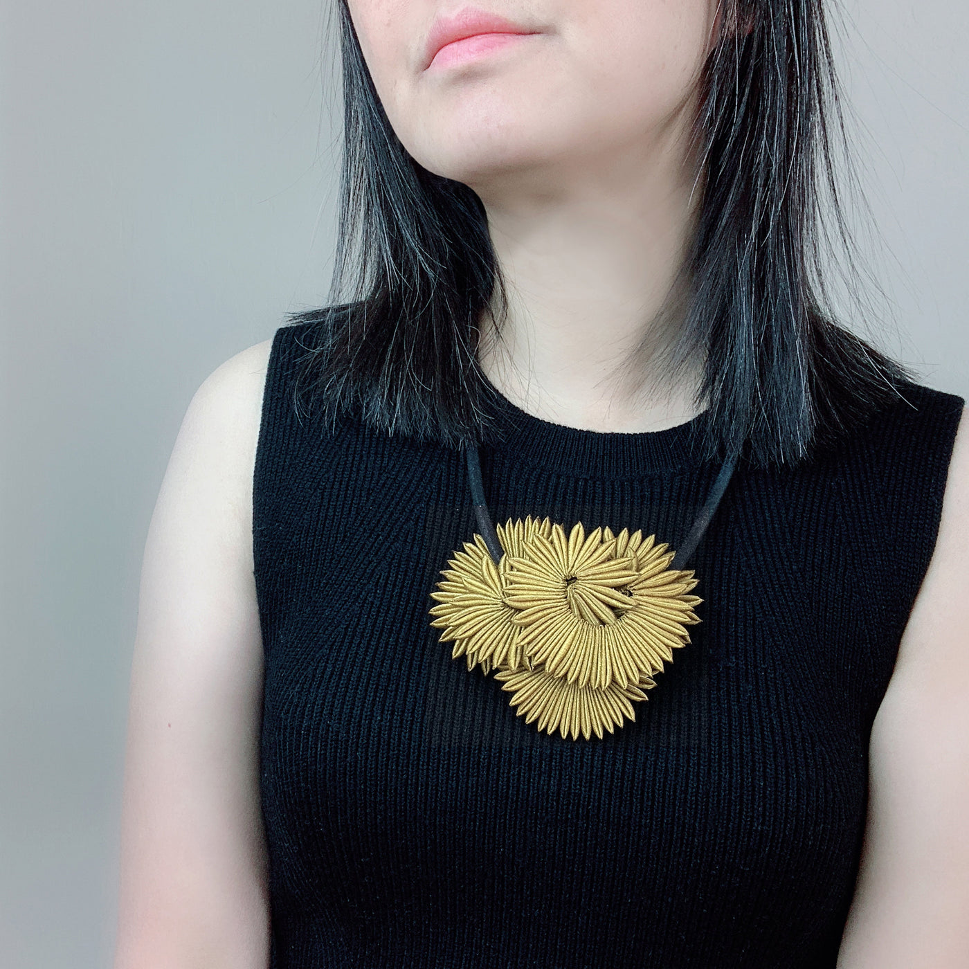 Gold Chrysanthemum Slide Necklace