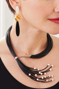 shown with Sixteen Pearl Leather Necklace by Kathleen Lamberti