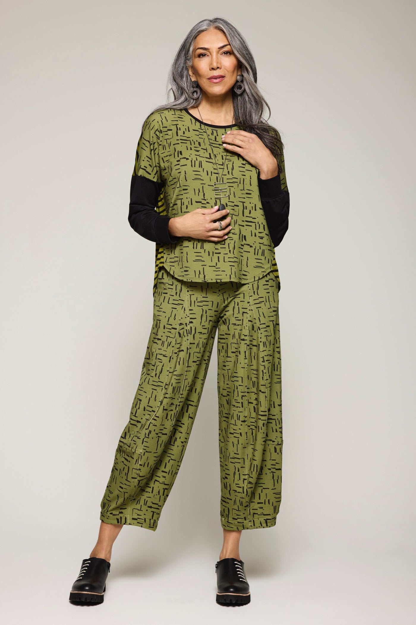 Mosswood/Black Folded Paper Print/Mosswood Stripe