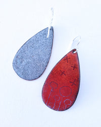 Red Variegated Teardrop Earrings