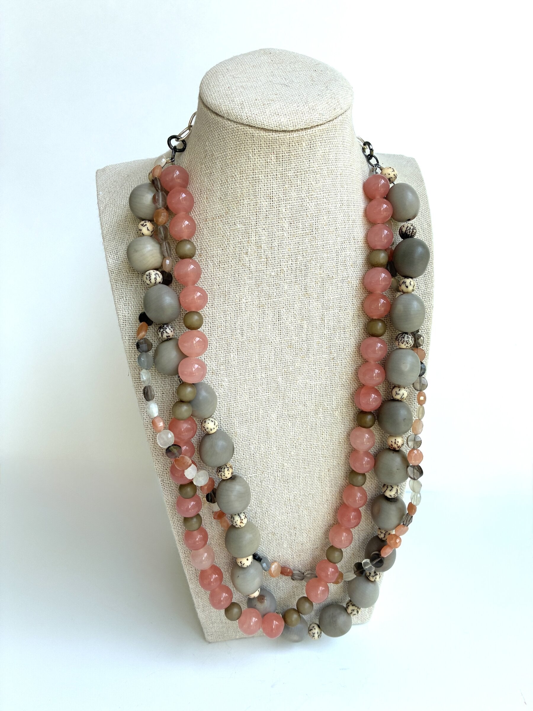 Tan Triple-Strand Necklace
