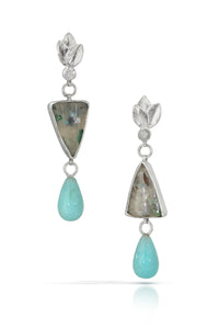 Triple Leaf Confetti Chrysocolla Earrings II