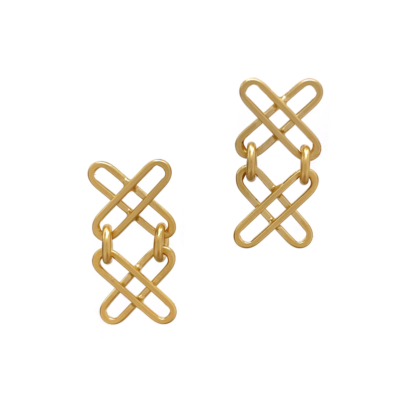 Double X Link Stud Earrings