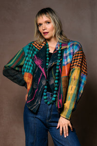 Flower Kantha New Lapeled Short Jacket