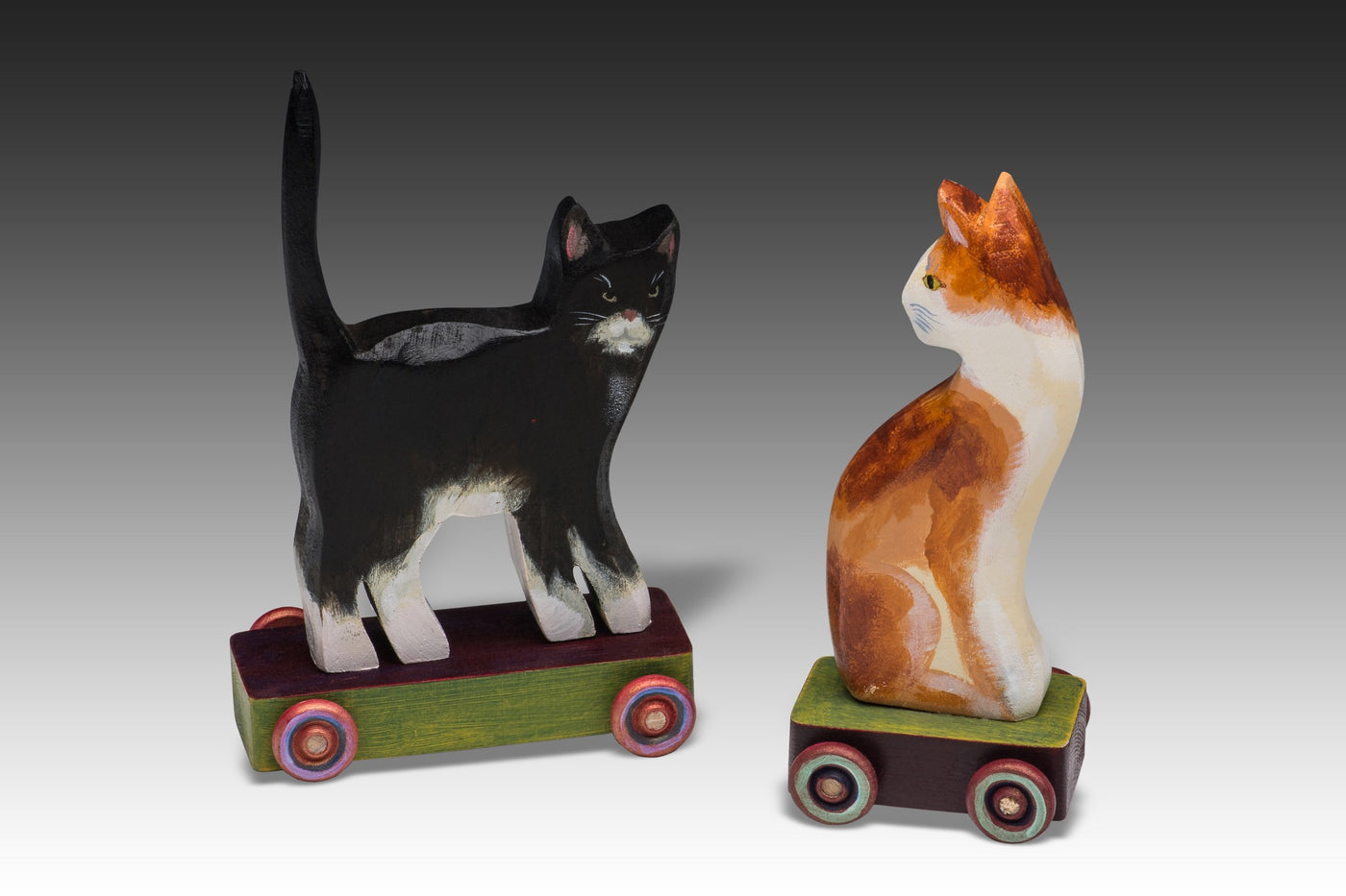 left to right: cat wagon, look back cat