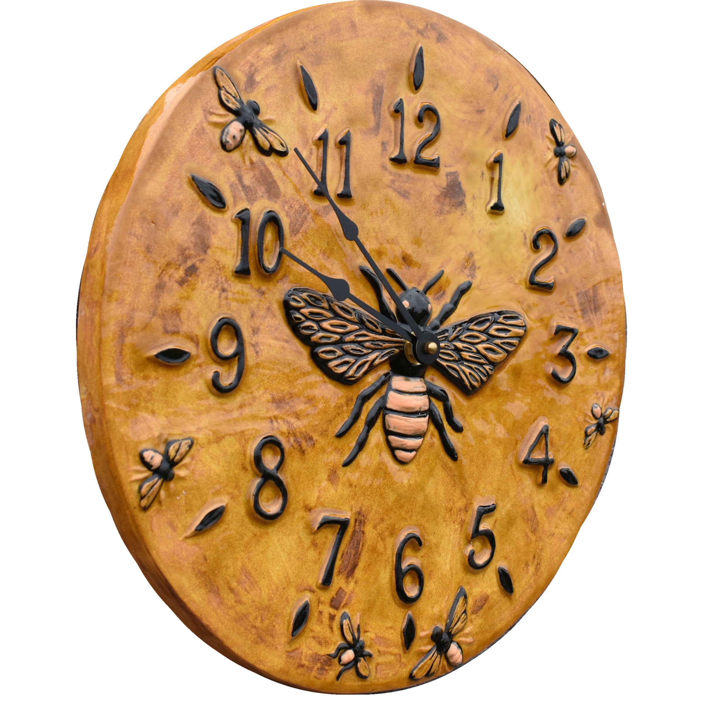 Honeybee Wall Clock in Amber Yellow