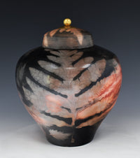 Saggar-Fired Urn with Brass and Bamboo
