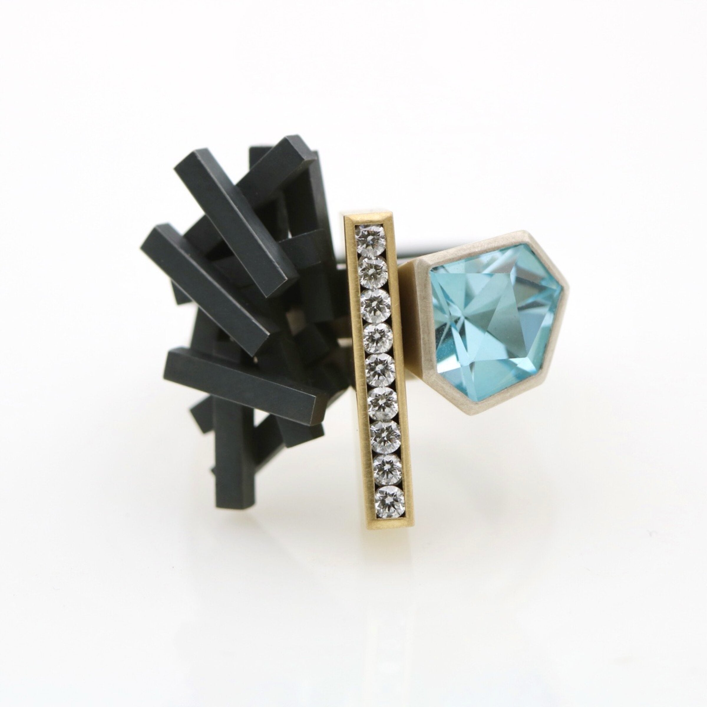 Sky Blue Topaz & Diamonds Stacking Ring Set
