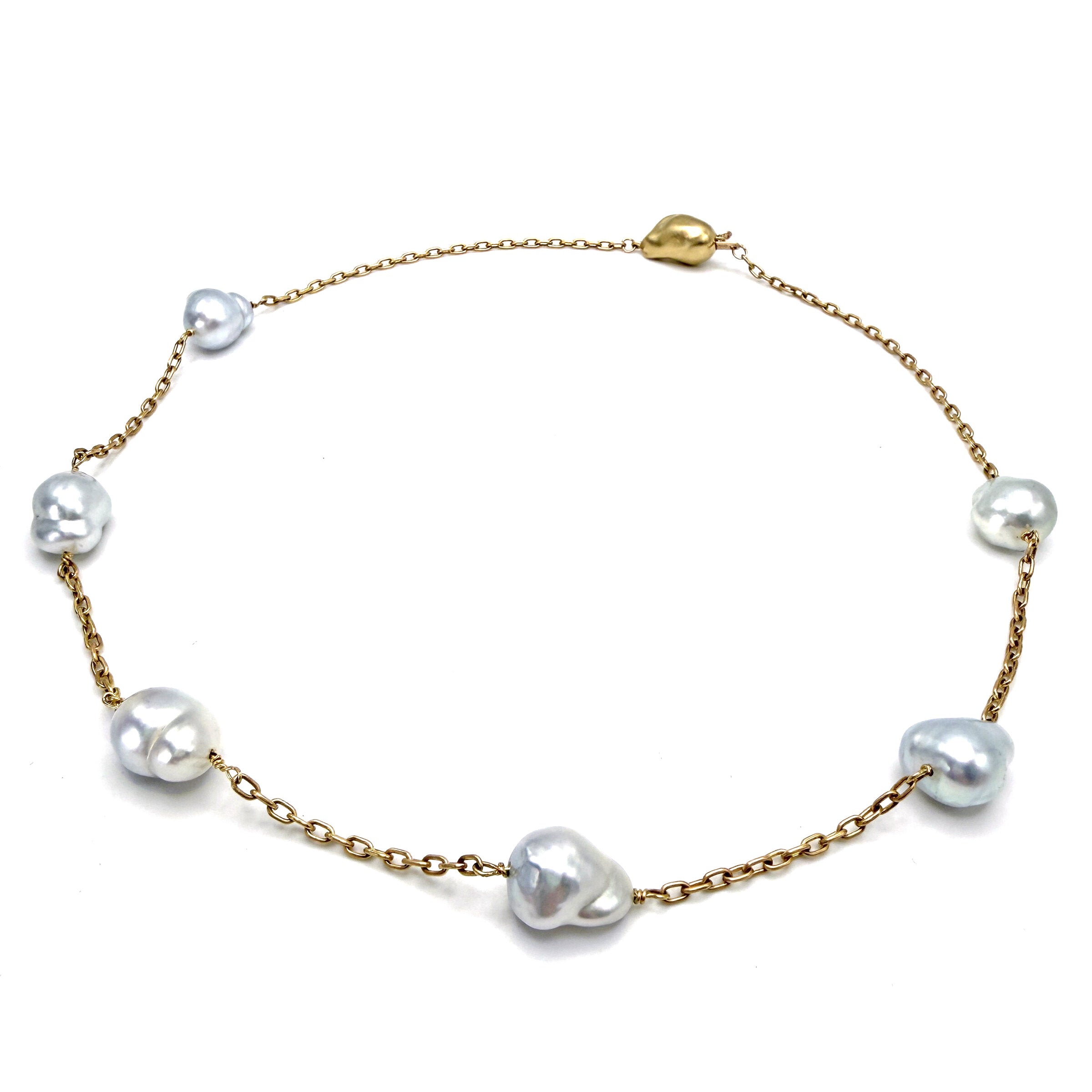 Baroque Akoya Pearl Station Necklace