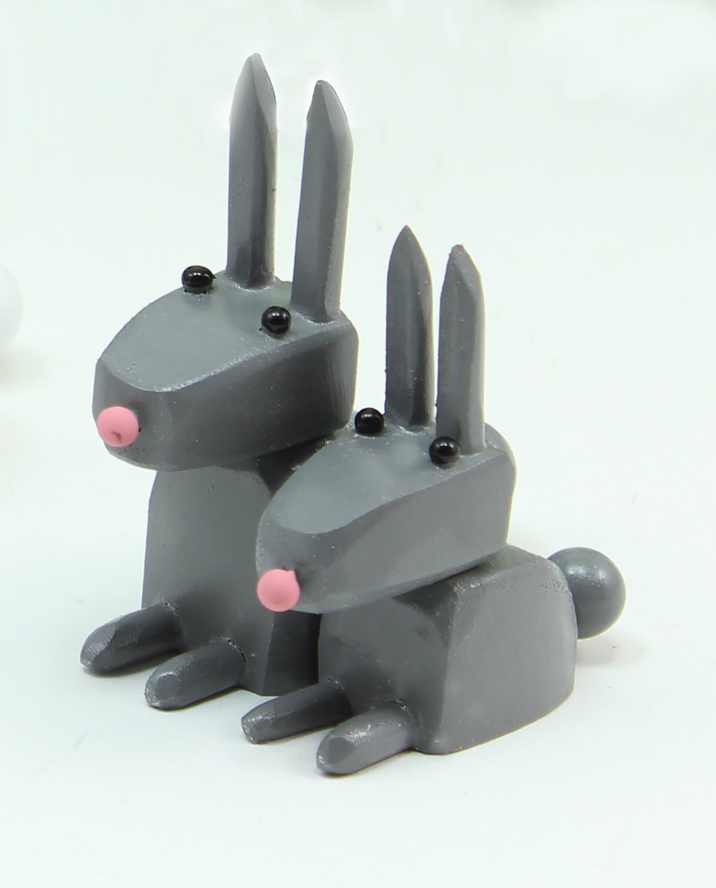 Gray Mama and Baby Bunny