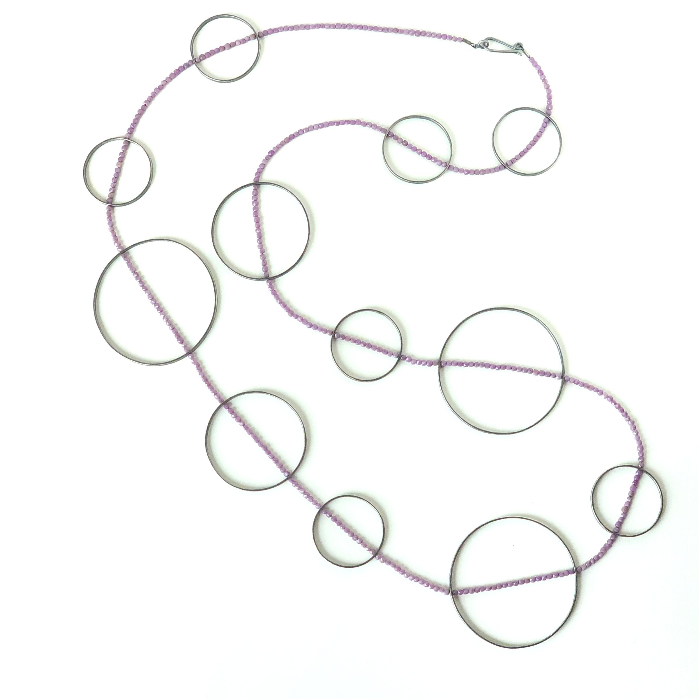 Phosphosiderite Large & Long Circle Bubble Necklace