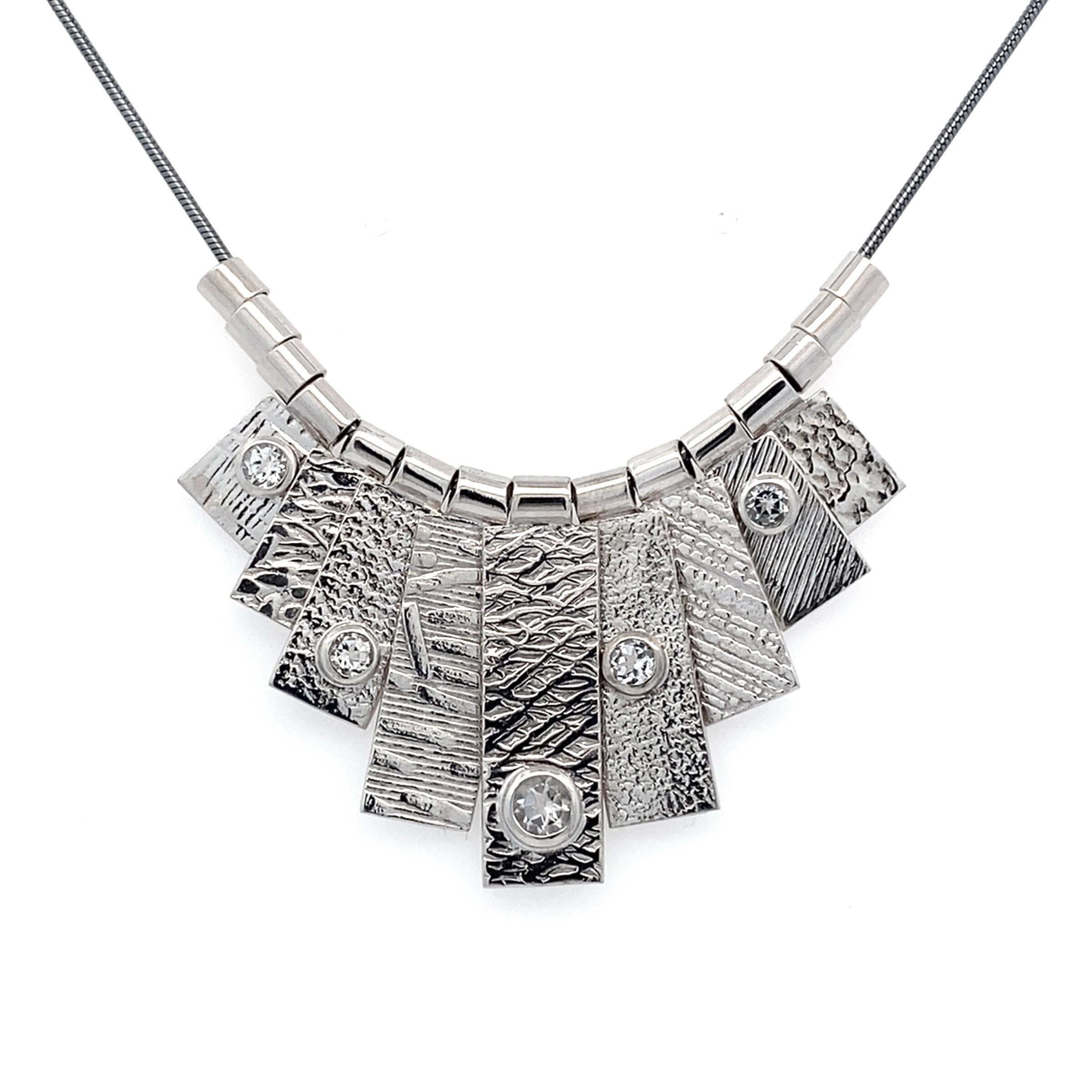 White Sapphire Nine Tab Necklace