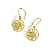 Diamond Flower Drop Earrings