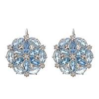 Bloom Drop Earrings with Aquamarine and Diamond
