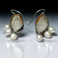 Cicada Wing & Pearl Earrings