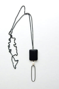 Onyx & Pearl Drop Necklace