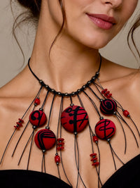 Scarlet Cascade Reversible Silk Necklace