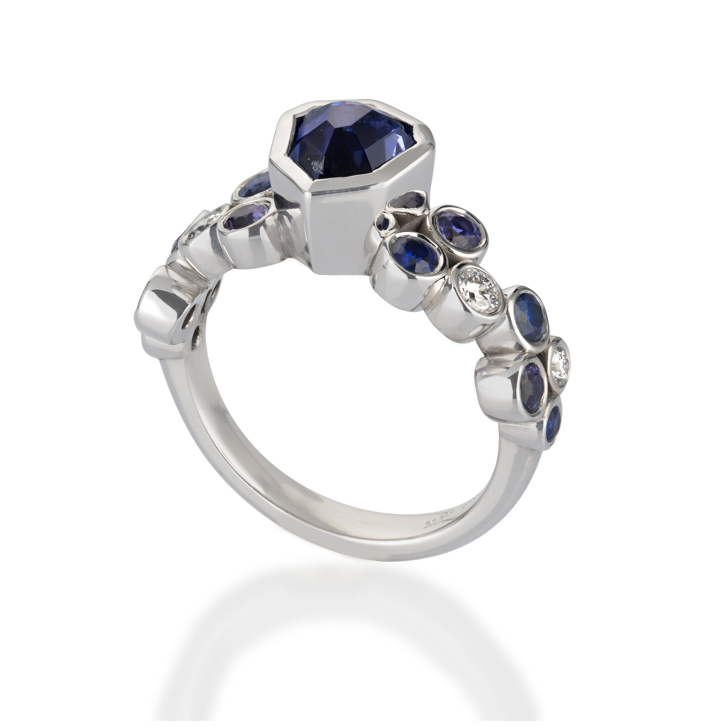 Color Shift Sapphire & Diamond Ring