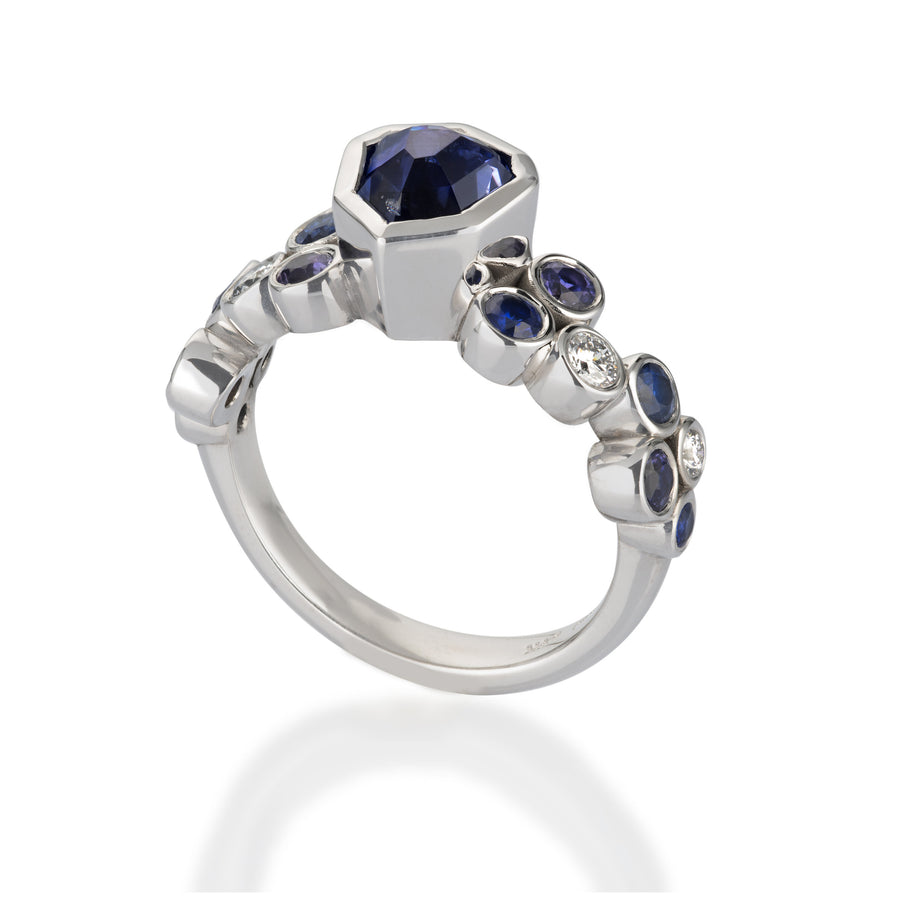 Color Shift Sapphire & Diamond Ring