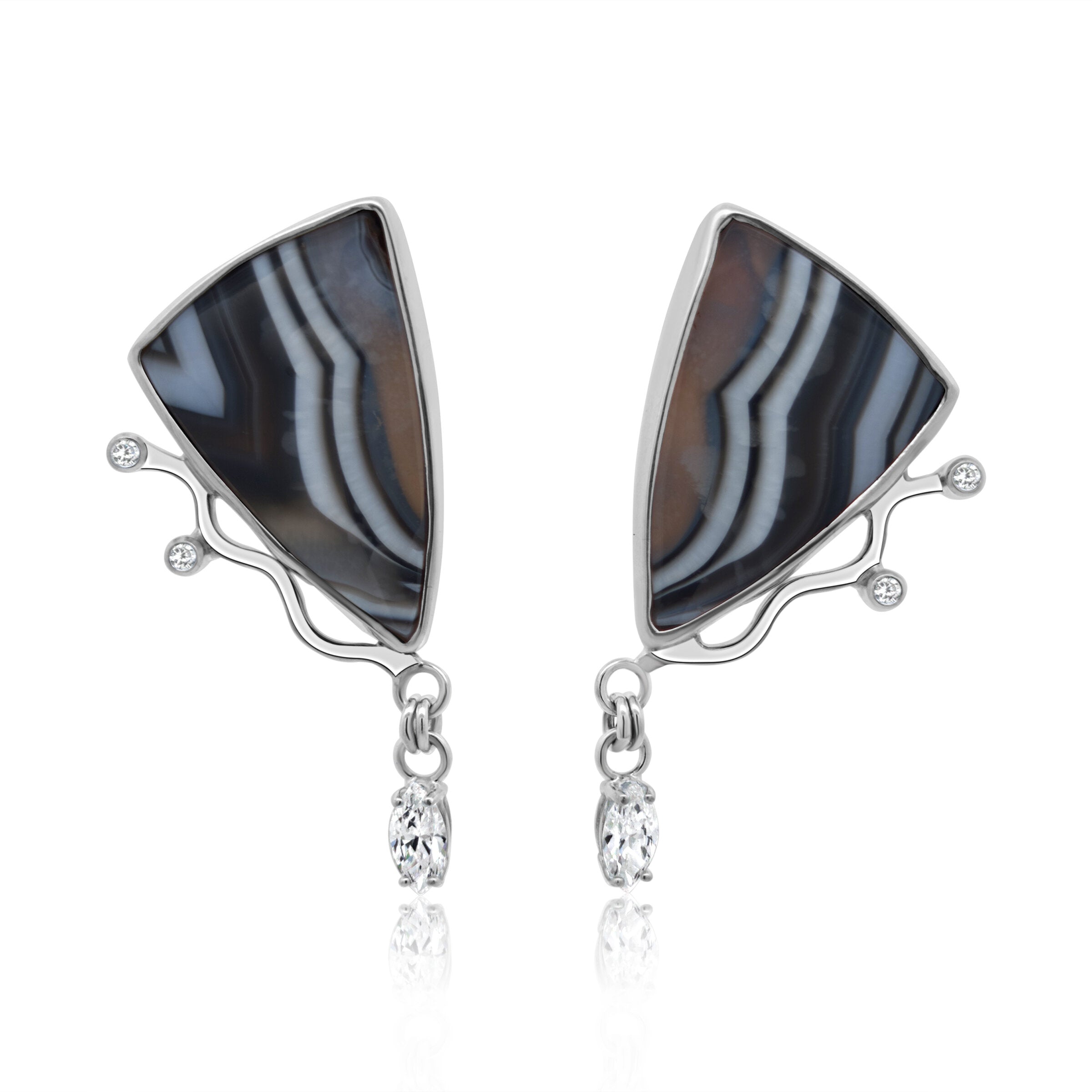 Moonlit Tuxedo Agate Earrings