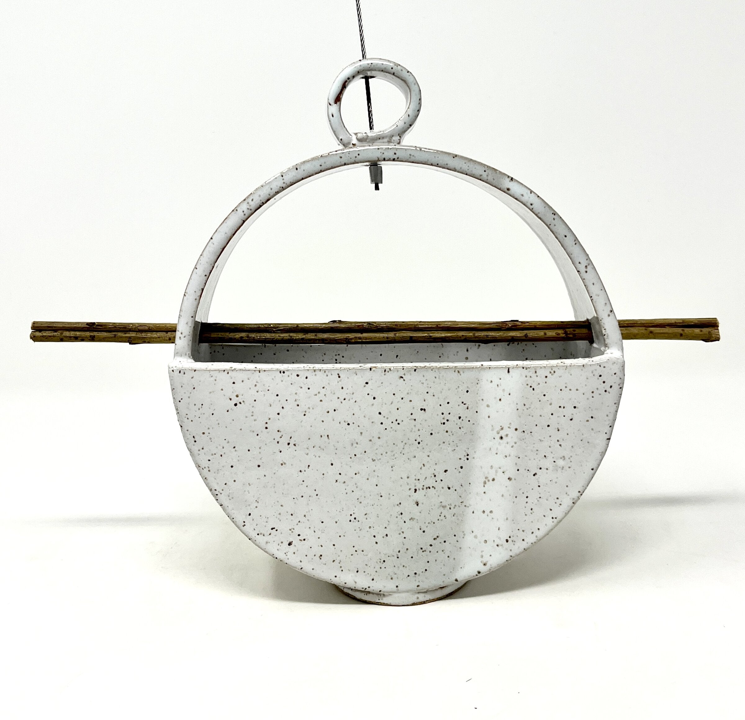 Speckled White Circle Bird Feeder