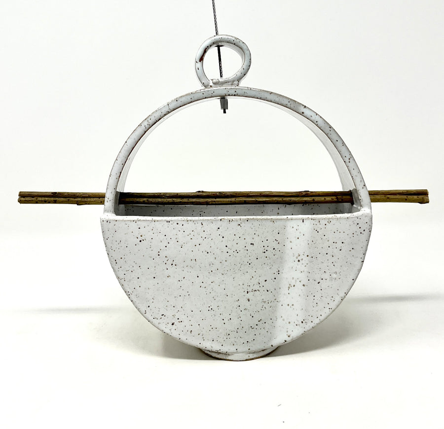 Speckled White Circle Bird Feeder