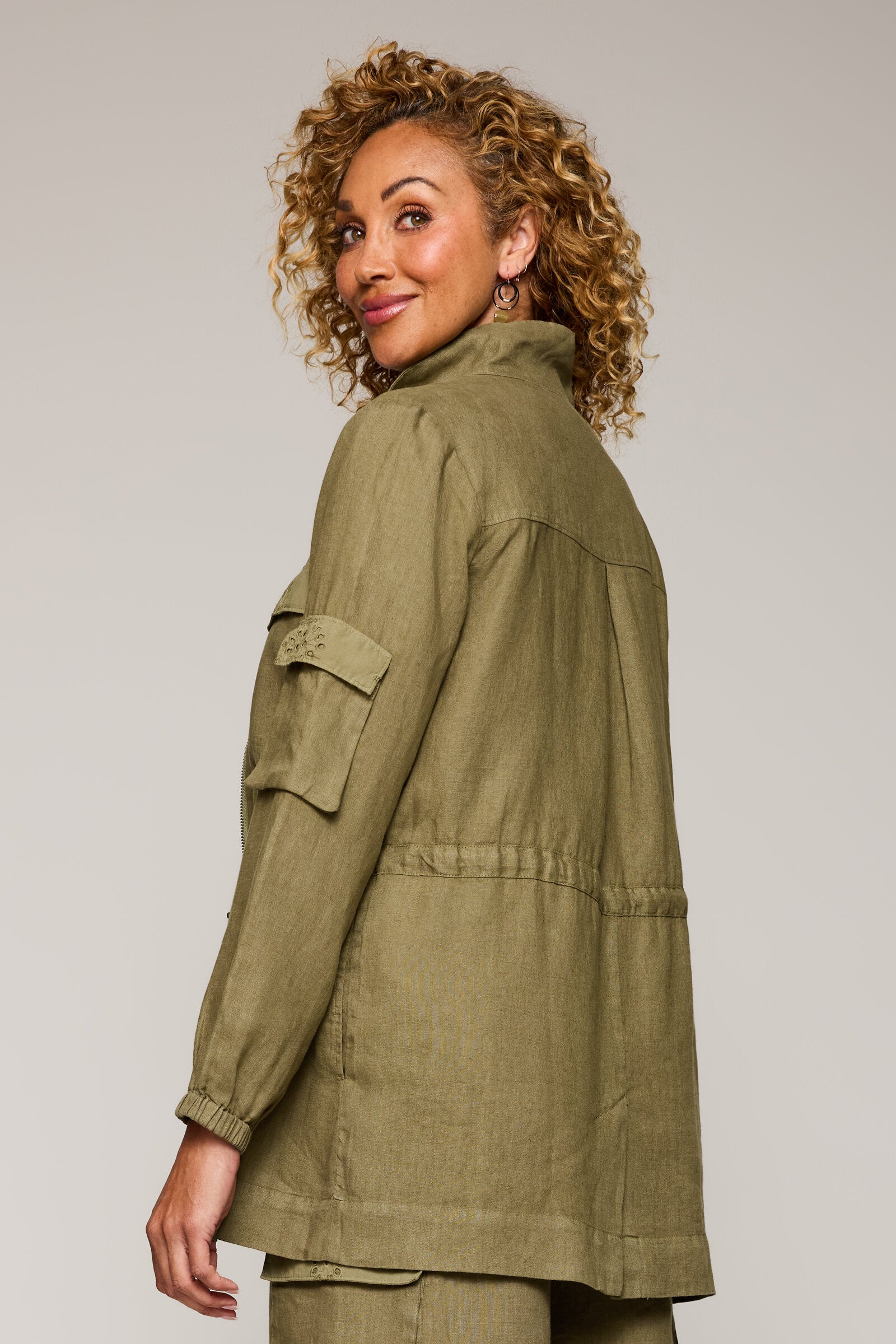Pure Linen Eyelet Arlo Jacket