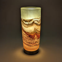 Satin Strata Pillar Lamp in Lime and Tangerine