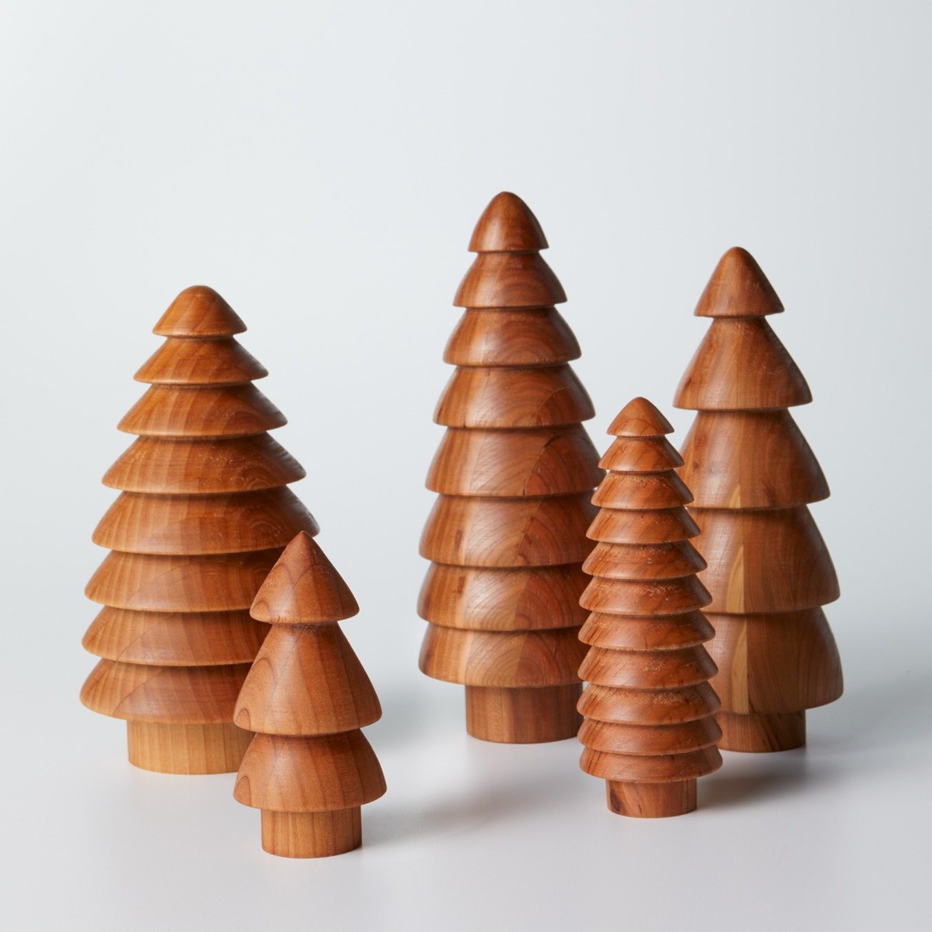 Wooden Christmas Trees Set of Five