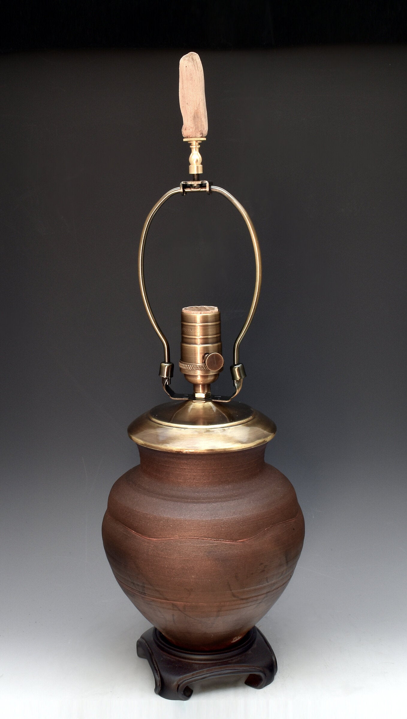 Raku Table Lamp with Steel Shade