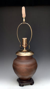 Raku Table Lamp with Steel Shade
