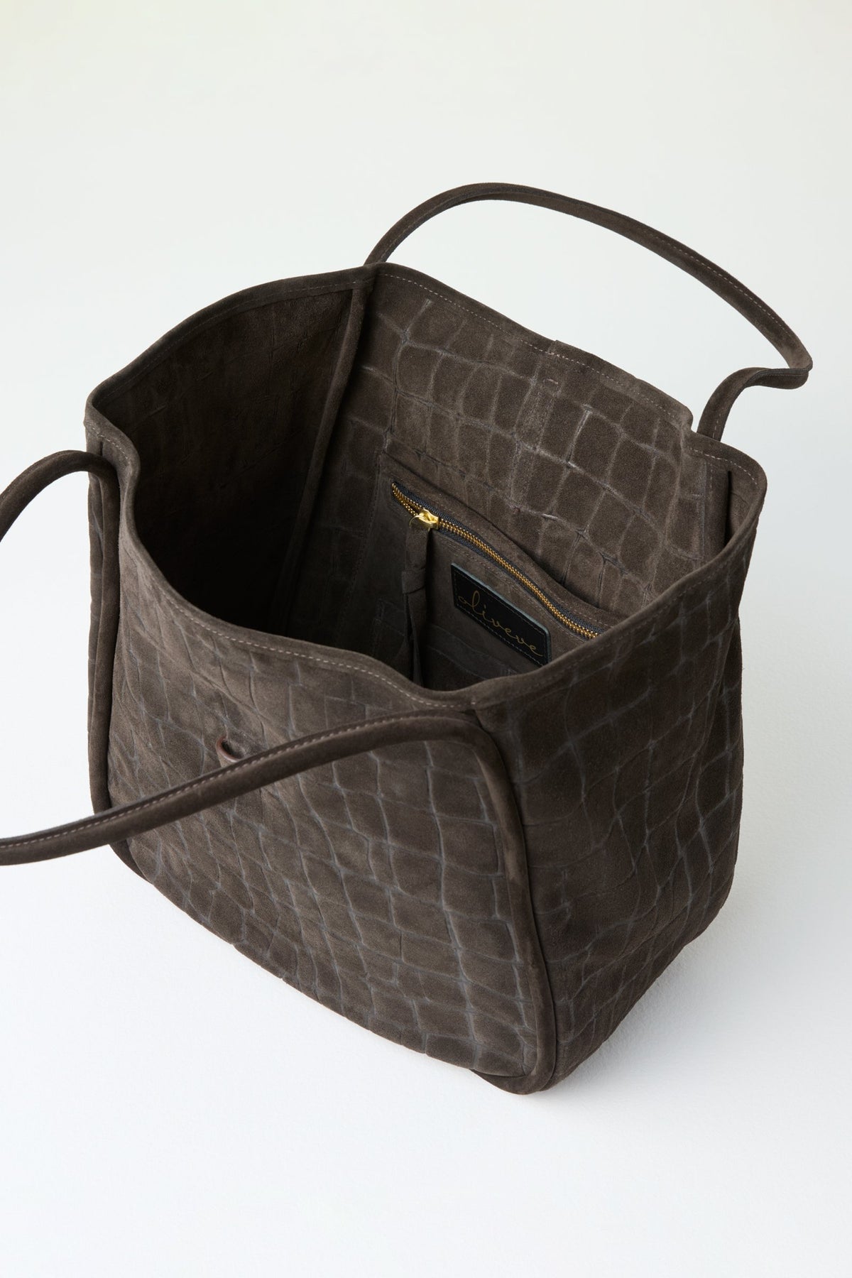 Truffle Italian Croco-Embossed Suede