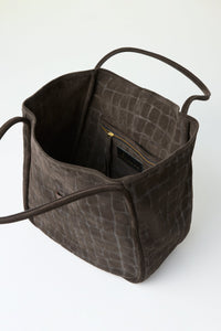 Truffle Italian Croco-Embossed Suede