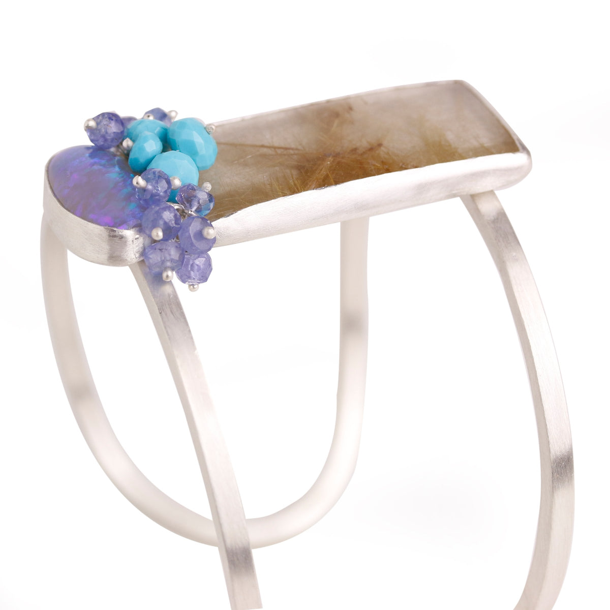 Golden Rutile & Lilac Opal Column Cuff