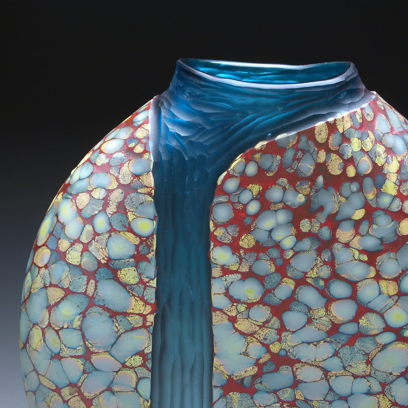 Sandy Cascade Vase with Copper Blue