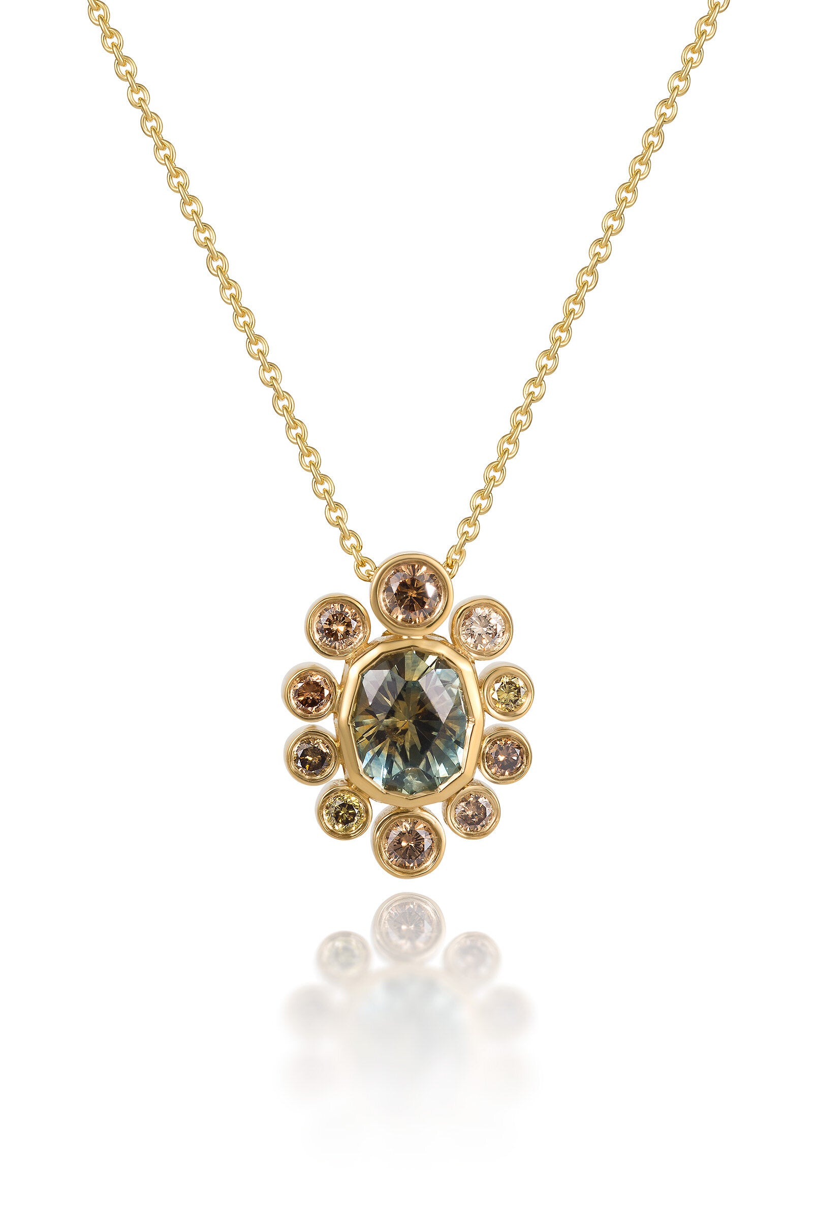 Montana Sapphire & Brown Diamonds Pendant