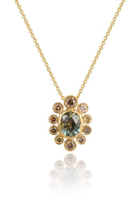Montana Sapphire & Brown Diamonds Pendant