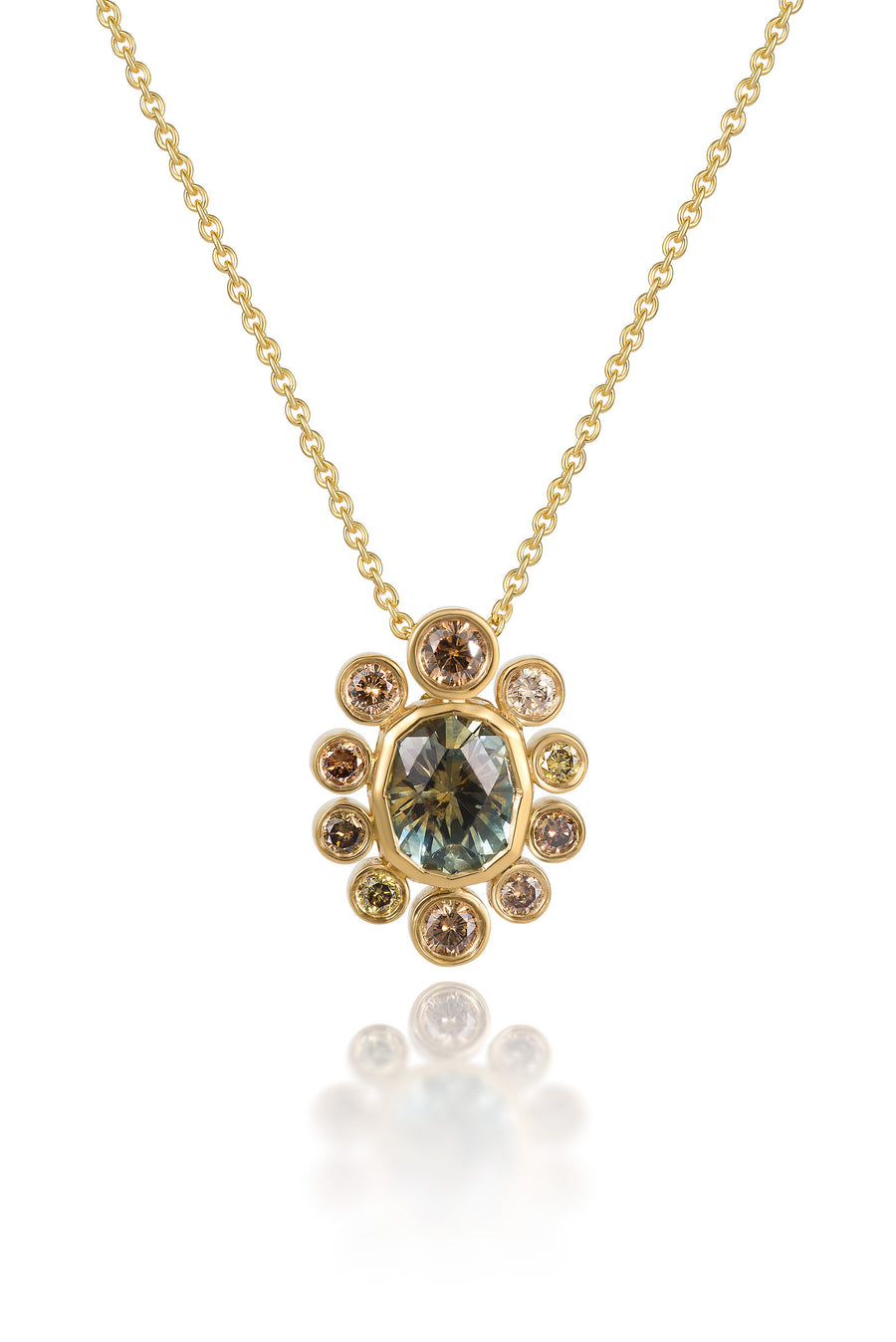Montana Sapphire & Brown Diamonds Pendant