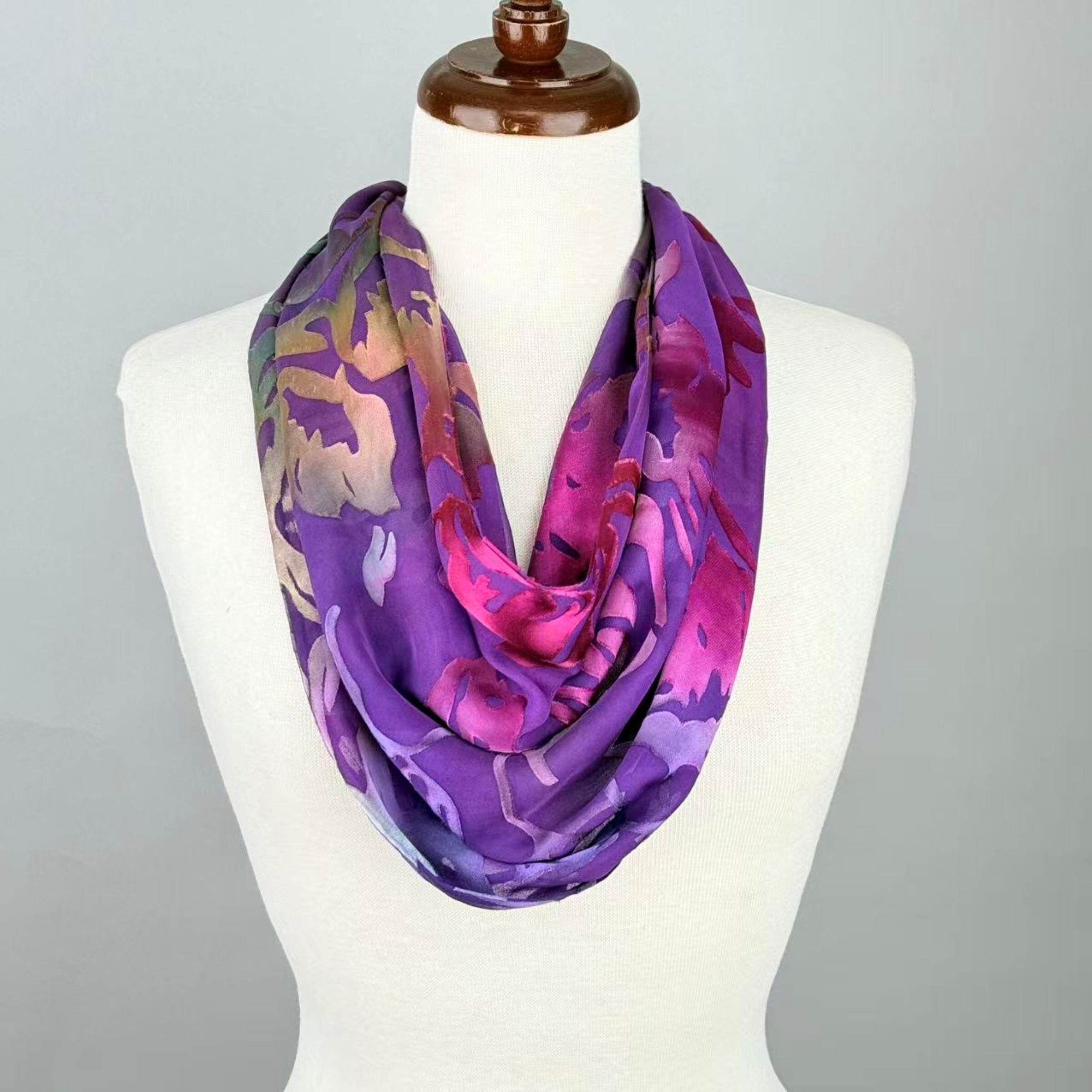 Silk Devore Necklace Scarf