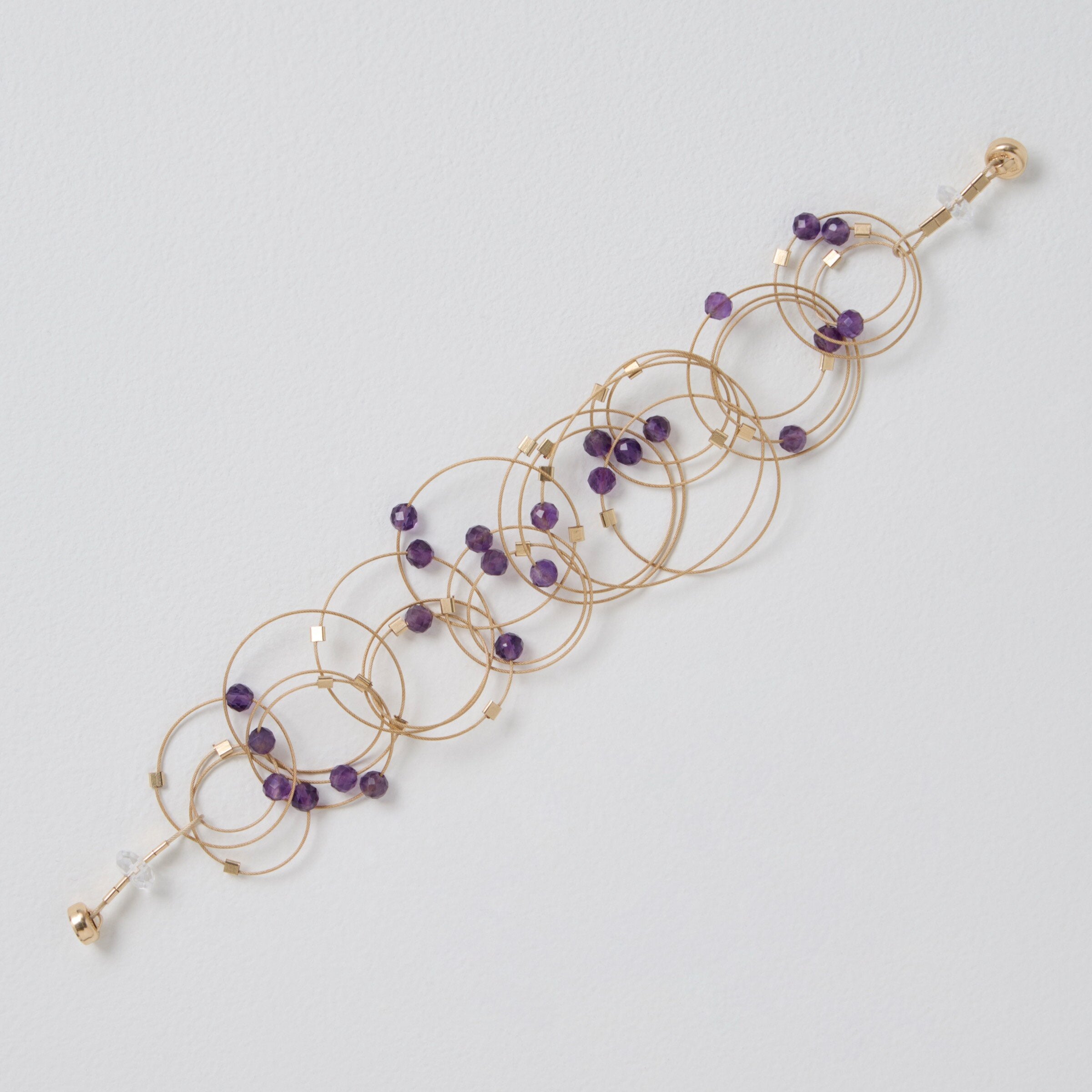 Amethyst on Gold Cable with Gold Hardware